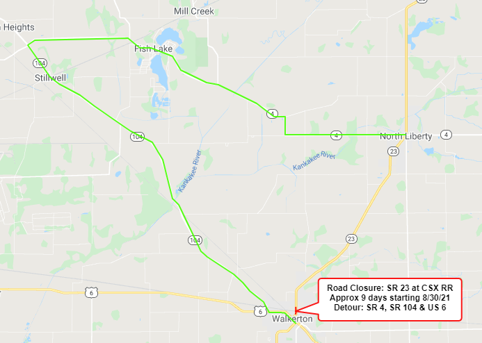 SR 23 to be closed north of Walkerton